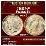 1921-p Peace Dollar $1 ms64+ SEGS