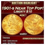 1901-s Gold Liberty Eagle Near Top Pop! $10 ms65+