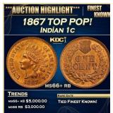 1867 Indian Cent TOP POP! 1c ms66+ rb SEGS