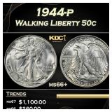 1944-p Walking Liberty Half Dollar 50c Grades ms66