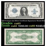 1923 $1 large size Silver Certificate Grades cu63