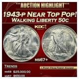 1943-p Walking Liberty Half Dollar Near Top Pop! 5