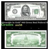 1928 $50 Green Seal Federal Reserve Note "Redeemab