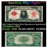 1923 $10 United States Note Grades vf25 Signatures