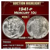 1941-p Mercury Dime 10c ms68+ FSB SEGS