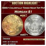 1886-p Morgan Dollar Colorfully Toned Near Top Pop