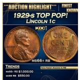 1929-s Lincoln Cent TOP POP! 1c ms66+ rb SEGS