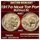 1917-d Buffalo Nickel Near Top Pop! 5c Grades ms67