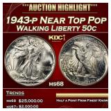 1943-p Walking Liberty Half Dollar Near Top Pop 50