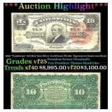 1886 $10 Red Seal Silver Certificate "Tombstone" F