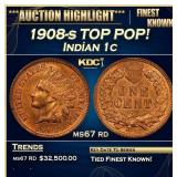1908-s Indian Cent TOP POP! 1c ms67 rd SEGS