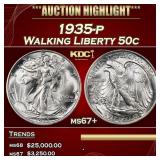 1935-p Walking Liberty Half Dollar 50c ms67+ SEGS