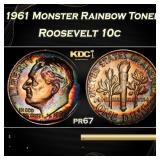 PCGS 1961 Proof Roosevelt Dime Monster Rainbow Ton