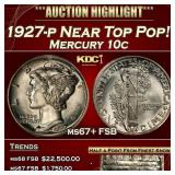 1927-p Mercury Dime Near Top Pop! 10c ms67+ FSB SE