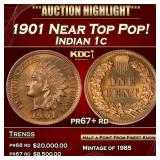 1901 Proof Indian Cent Near Top Pop! 1c pr67+ rd S