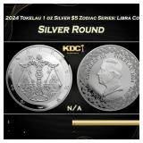 2024 Tokelau 1 oz Silver $5 Zodiac Series: Libra C