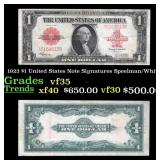 1923 $1 United States Note Grades vf++ Signatures
