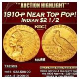 1910-p Gold Indian Quarter Eagle Near Top Pop! $2