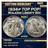 1934-p Walking Liberty Half Dollar TOP POP! 50c ms
