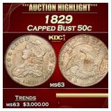 1829 Capped Bust Half Dollar 50c ms63 USCG