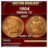 1904 Indian Cent 1c ms66+ rd SEGS