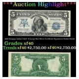 1899 $5 Large Size Silver Certificate Oncpapa Indi