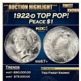 1922-d Peace Dollar TOP POP! $1 ms67+ SEGS