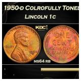 PCGS 1950-d Lincoln Cent Colrofully Toned 1c ms64