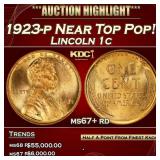 1923-p Lincoln Cent Near Top Pop! 1c ms67+ rd SEGS