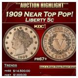 1909 Proof Liberty Nickel Near Top Pop! 5c pr67+ S