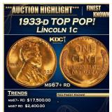 1933-d Lincoln Cent TOP POP! 1c ms67+ rd SEGS