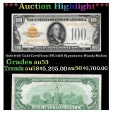 1928 $100 Gold Certificate FR-2405 Signatures Wood
