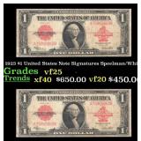 1923 $1 United States Note Grades vf+ Signatures S