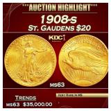 1908-s Gold St. Gaudens Double Eagle $20 ms63 SEGS