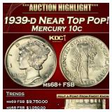 1939-d Mercury Dime Near Top Pop! 10c ms68+ FSB SE