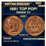 1891 Indian Cent TOP POP! 1c ms66 rb SEGS