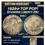 1929-p Standing Liberty Quarter TOP POP! 25c ms67+