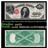 1917 $1 Large Size Legal Tender Note Grades au55 S