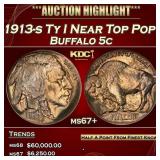 1913-s Ty I Buffalo Nickel Near Top Pop! 5c ms67+