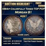 1884-p Morgan Dollar Colorfully Toned TOP POP! $1