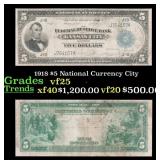 1918 $5 National Currency Grades vf25 City