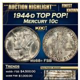 1944-d Mercury Dime TOP POP! 10c ms68+ FSB SEGS