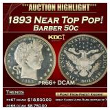 1893 Proof Barber Half Dollars Near Top Pop! 50c p