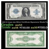 1923 $1 large size Silver Certificate Grades au53