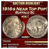 1916-s Buffalo Nickel Near Top Pop! 5c ms66+ SEGS