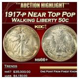 1917-p Walking Liberty Half Dollar Near Top Pop 50