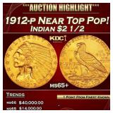 1912-p Gold Indian Quarter Eagle Near Top Pop! $2