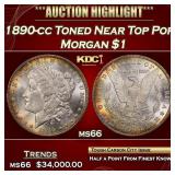 1890-cc Morgan Dollar Toned Near Top Pop $1 ms66 S