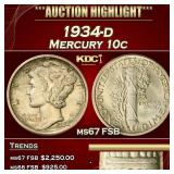 1934-d Mercury Dime 10c ms67 FSB SEGS