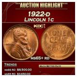 1922-d Lincoln Cent 1c ms65+ rd SEGS
